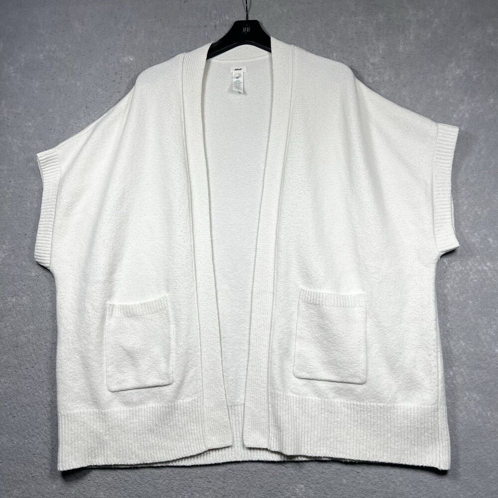 aerie White Open-Front Short Sleeve Cardigan